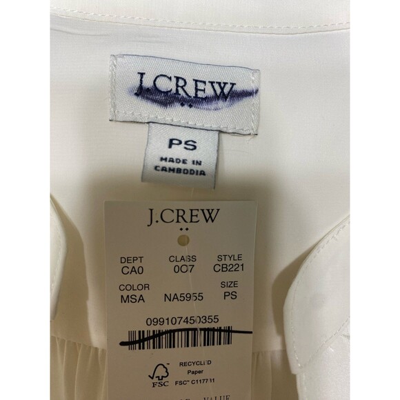 J.Crew Factory Petites Popover placket Long Sleeves blouse NWT Size PS - Picture 6 of 12